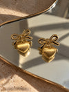 The Golden Heart Bow Earrings
