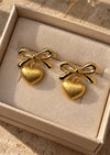 The Golden Heart Bow Earrings