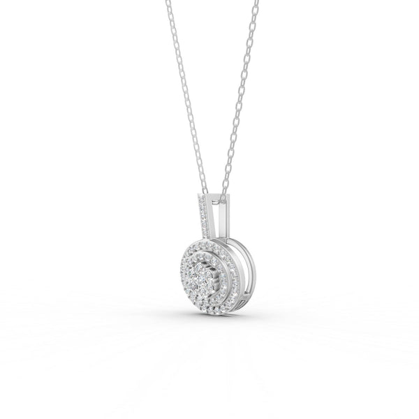 0.50 Ct Round Cut Moissanite Women's Cluster Necklace Pendant 14K Gold Plated