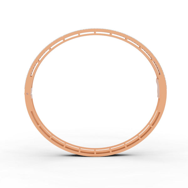 3.79 Ct Baguette & Round Natural Moissanite Women's Bangle Bracelet 14K Gold Plated