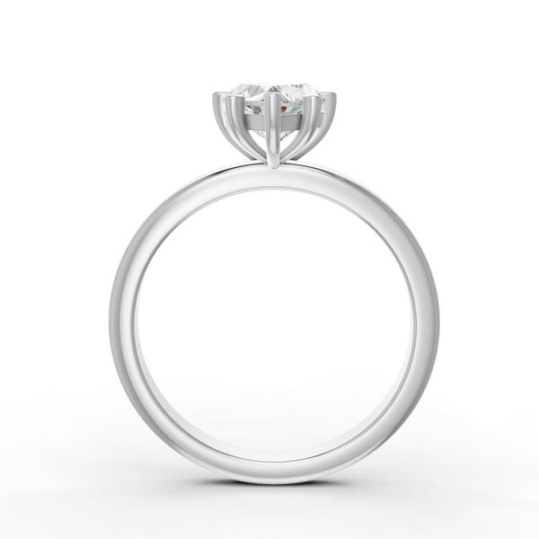 Heart Cut Real Moissanite 5 Prong Solitaire Ring 14K Gold Plated