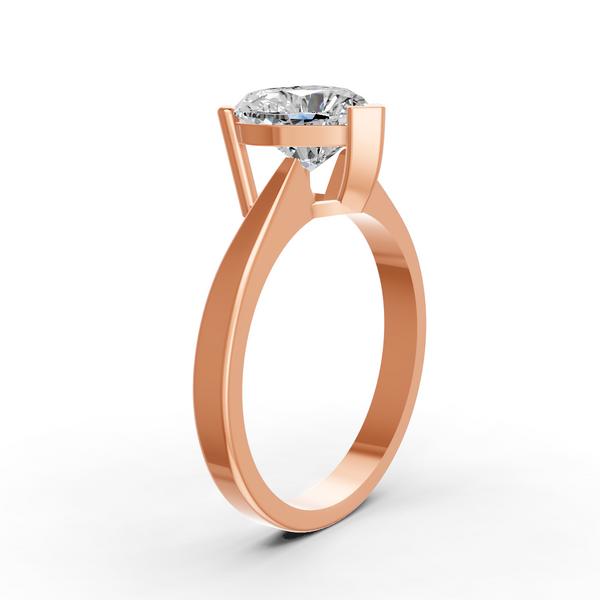 Heart Cut Real Moissanite V Prong Solitaire Ring 14K Gold Plated