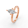 Marquise Cut Real Moissanite 4 Prong Solitaire Ring 14K Gold Plated