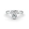 Pear Cut Real Moissanite 5 Prong Solitaire Ring 14K Gold Plated