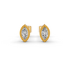 Marquise Cut Real Moissanite Bezel Set Solitaire Stud Earrings Screw Back 14K Gold Plated