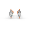 Marquise Cut Real Moissanite 2 Prong Solitaire Stud Earrings Screw Back 14K Gold Plated