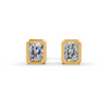 Radiant Cut Real Moissanite Bezel Set Solitaire Stud Earrings Screw Back 14K Gold Plated