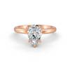 Pear Cut Real Moissanite 5 Prong Solitaire Ring 14K Gold Plated