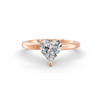 Heart Cut Real Moissanite 3 Prong Solitaire Ring 14K Gold Plated