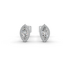 Marquise Cut Real Moissanite Bezel Set Solitaire Stud Earrings Screw Back 14K Gold Plated