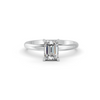 Emerald Cut Real Moissanite 4 Prong Solitaire Ring 14K Gold Plated