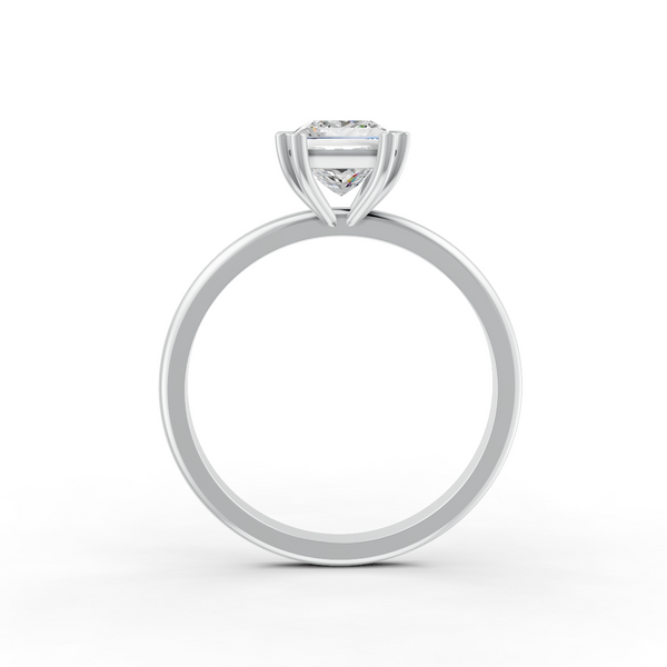Princess Cut Real Moissanite Double 4 Prong Solitaire Ring 14K Gold Plated
