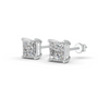 Princess Cut Real Moissanite 4 Prong Solitaire Stud Earrings Screw Back 14K Gold Plated