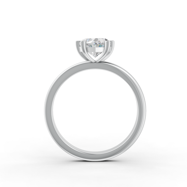 Heart Cut Real Moissanite 4 Prong Solitaire Ring 14K Gold Plated