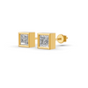 Princess Cut Real Moissanite Bezel Set Solitaire Stud Earrings Screw Back 14K Gold Plated