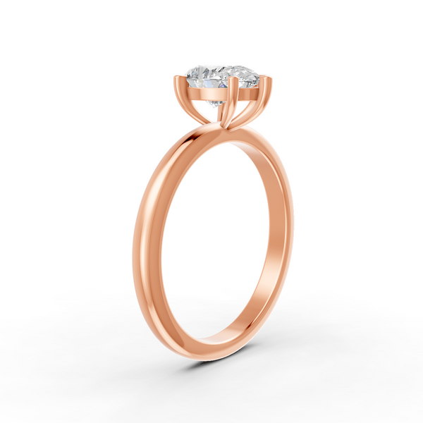 Pear Cut Real Moissanite 5 Prong Solitaire Ring 14K Gold Plated