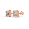 Radiant Cut Real Moissanite Bezel Set Solitaire Stud Earrings Screw Back 14K Gold Plated