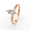 Marquise Cut Real Moissanite 2 Prong Solitaire Ring 14K Gold Plated