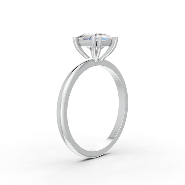 Princess Cut Real Moissanite Double 4 Prong Solitaire Ring 14K Gold Plated