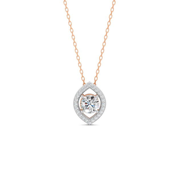 0.56 Ct Round Cut Moissanite Women's Cluster Necklace Pendant 14K Gold Plated