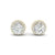 3Ct Round Cut Moissanite Halo Stud Earrings 14K Gold Plated Push Back