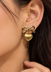 The Golden Heart Bow Earrings