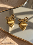 The Golden Heart Bow Earrings