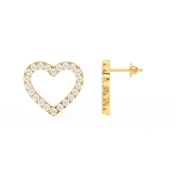 1/2 Ct Round Cut Moissanite Heart Stud Earrings in 14K Gold Plated