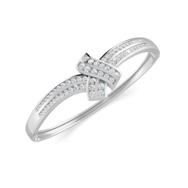 1.50 Ct Round Cut Moissanite Women's Bangle Bracelet 14K Gold Plated