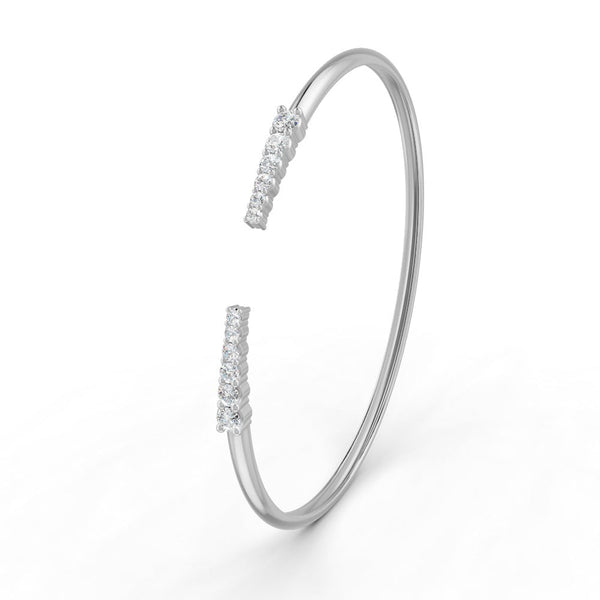 0.15 Ct Round Cut Natural Moissanite Women's Bangle Bracelets 14K Gold Plated