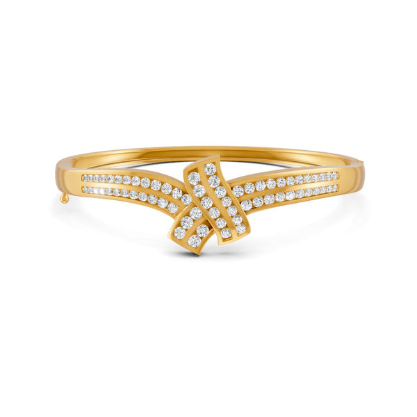 1.50 Ct Round Cut Moissanite Women's Bangle Bracelet 14K Gold Plated
