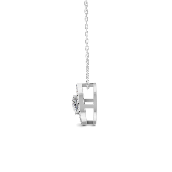 0.56 Ct Round Cut Moissanite Women's Cluster Necklace Pendant 14K Gold Plated
