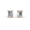 Emerald Cut Real Moissanite 4 Prong Solitaire Stud Earrings Screw Back 14K Gold Plated