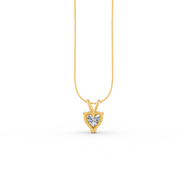 Heart Cut Moissanite Solitaire Pendant 14K Gold Plated