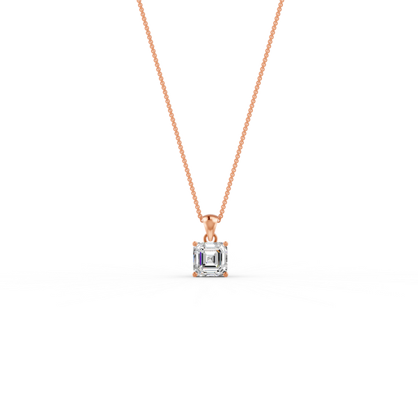 Asscher Cut Moissanite Solitaire Pendant in 14K Gold Plated