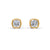 Cushion Cut Real Moissanite Bezel Set Solitaire Stud Earrings Screw Back 14K Gold Plated