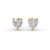 Heart Cut Real Moissanite 3 Prong Solitaire Stud Earrings Screw Back 14K Gold Plated