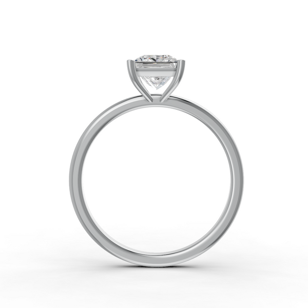 Princess Cut Real Moissanite 4 Prong Solitaire Ring 14K Gold Plated