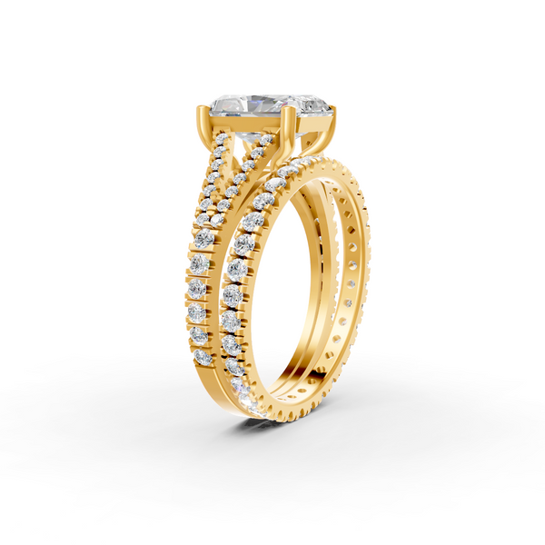 3Ct Radiant Cut Moissanite Bridal Engagement Ring 14K Gold Plated
