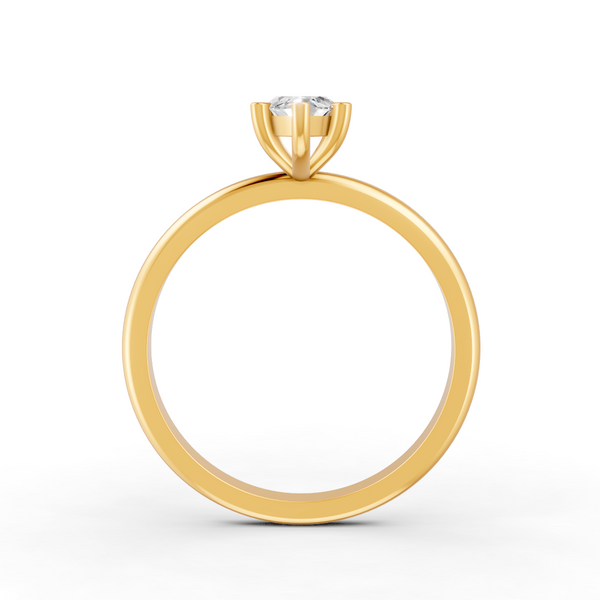 Marquise Cut Real Moissanite 6 Prong Solitaire Ring 14K Gold Plated