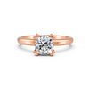 Cushion Cut Real Moissanite Double Prong Solitaire Ring 14K Gold Plated