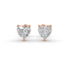 Heart Cut Real Moissanite 3 Prong Solitaire Stud Earrings Screw Back 14K Gold Plated
